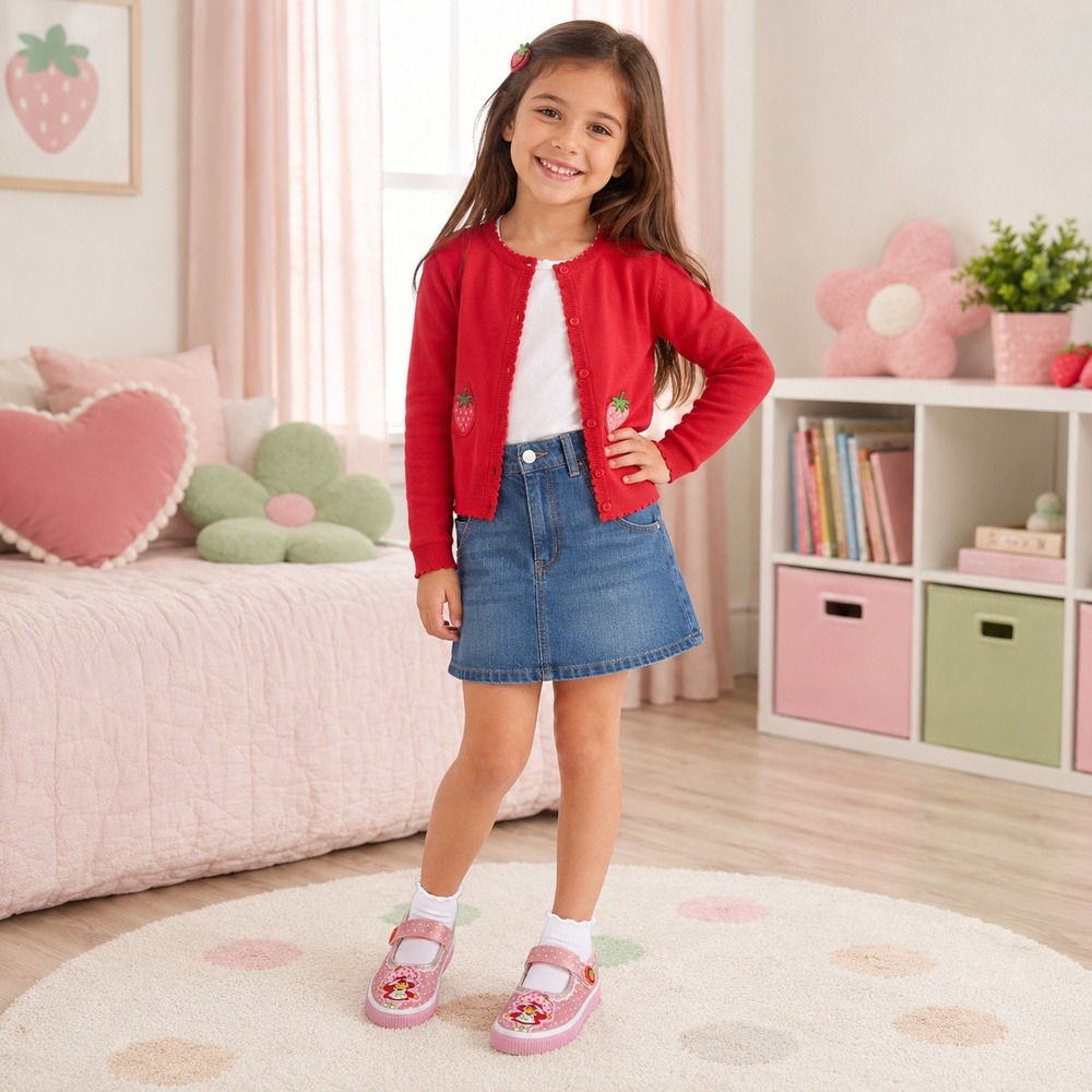 Ground Up Strawberry Shortcake Pink Glitter Mary Jane Sneakers Toddler Size 3